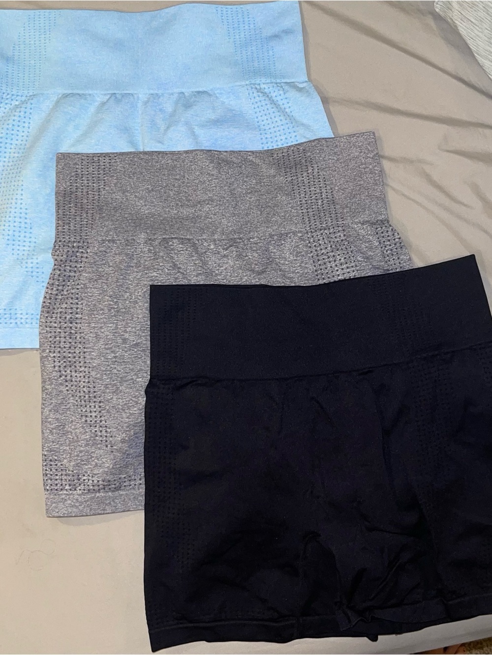 Amazon Seamless High-Rise Athletic Shorts - Black, Gray, Light Blue